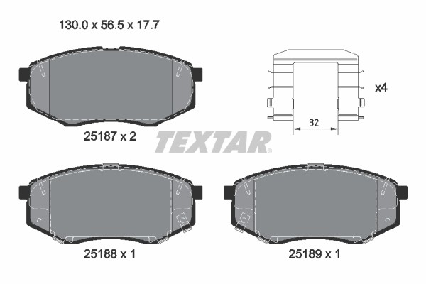 Bremsbelagsatz FÜR Hyundai IX20 (Jc), KIA Soul II (Ps) - Textar 2518701-image