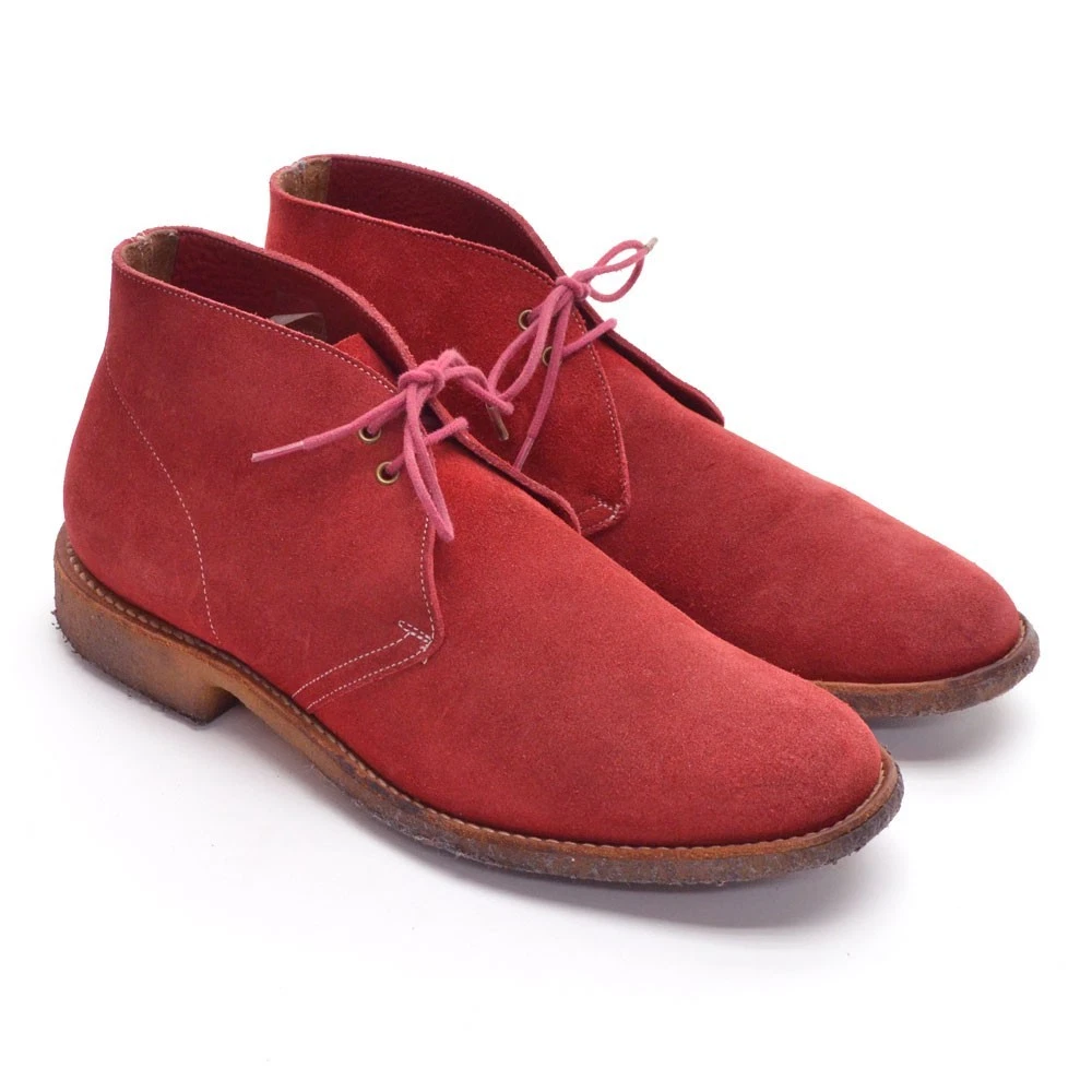 Men Opening Ceremony Red Suede Lace Up Desert Boots 45 display picture 3