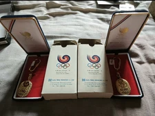1988 Seoul Olympic official 24k Gold plating Key chain 2Set