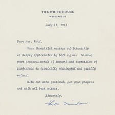 Pat Nixon Letter White House First Lady Autograph Clare Ford Washington 1973