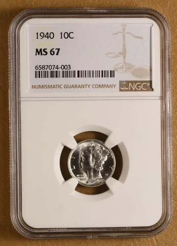1940 P Mercury Dime NGC MS67