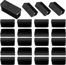 Biaungdo 24 Pack Rectangle Plastic Chair Leg Caps, 1/2" x 1-1/2" Tubing Black 