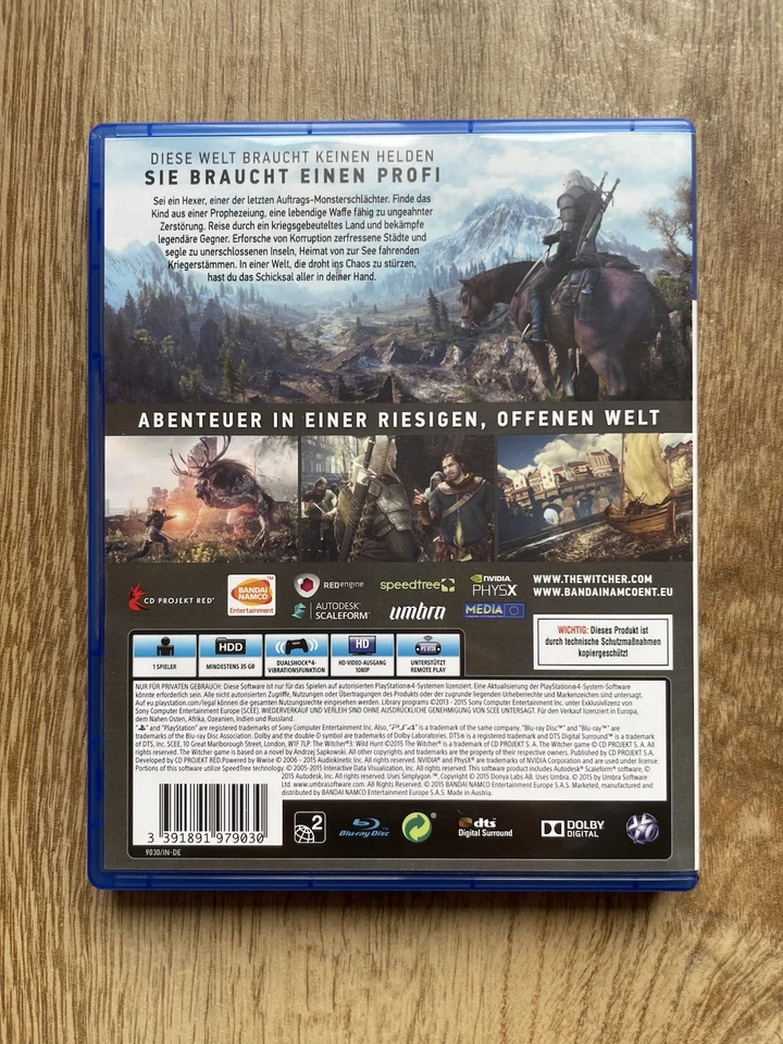 Playstation 4 PS4 The Witcher 3 Wilde Jagd + Karte + Soundtrack - Bild 2 von 4