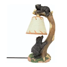 Tree Climbing Bears Table Lamp – Rustic Lodge & Cabin Wildlife Night Light
