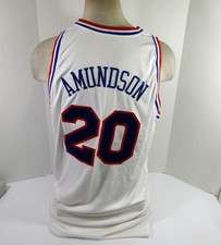 2007-08 Philadelphia 76ers Lou Amundson #20 Game Used White Jersey Hardwood 9