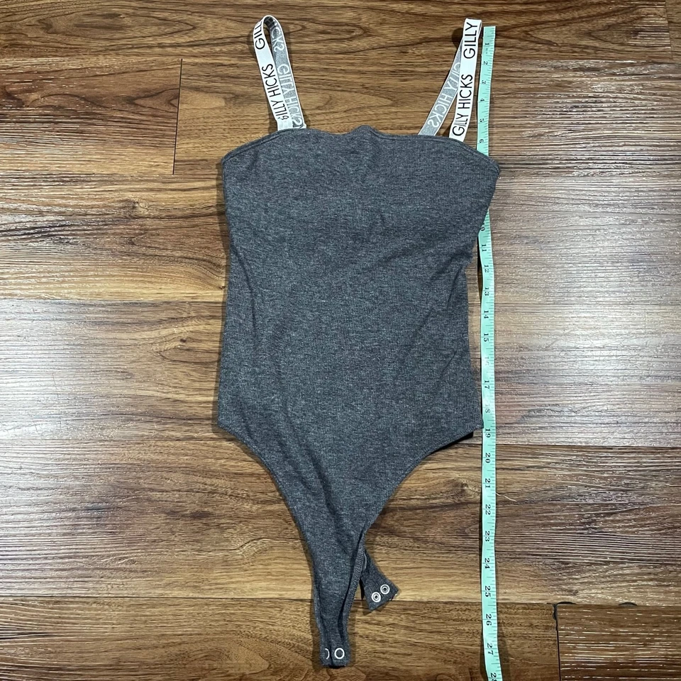 Gilly Hicks By Hollister Bodysuit Tank Top Womens S Gray Ribbed One Piece Snap - Image 3 of 4