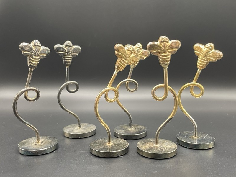 Silver Plated ? Honey Bee Place Card Holders Set of 6 (3.5”) *READ*