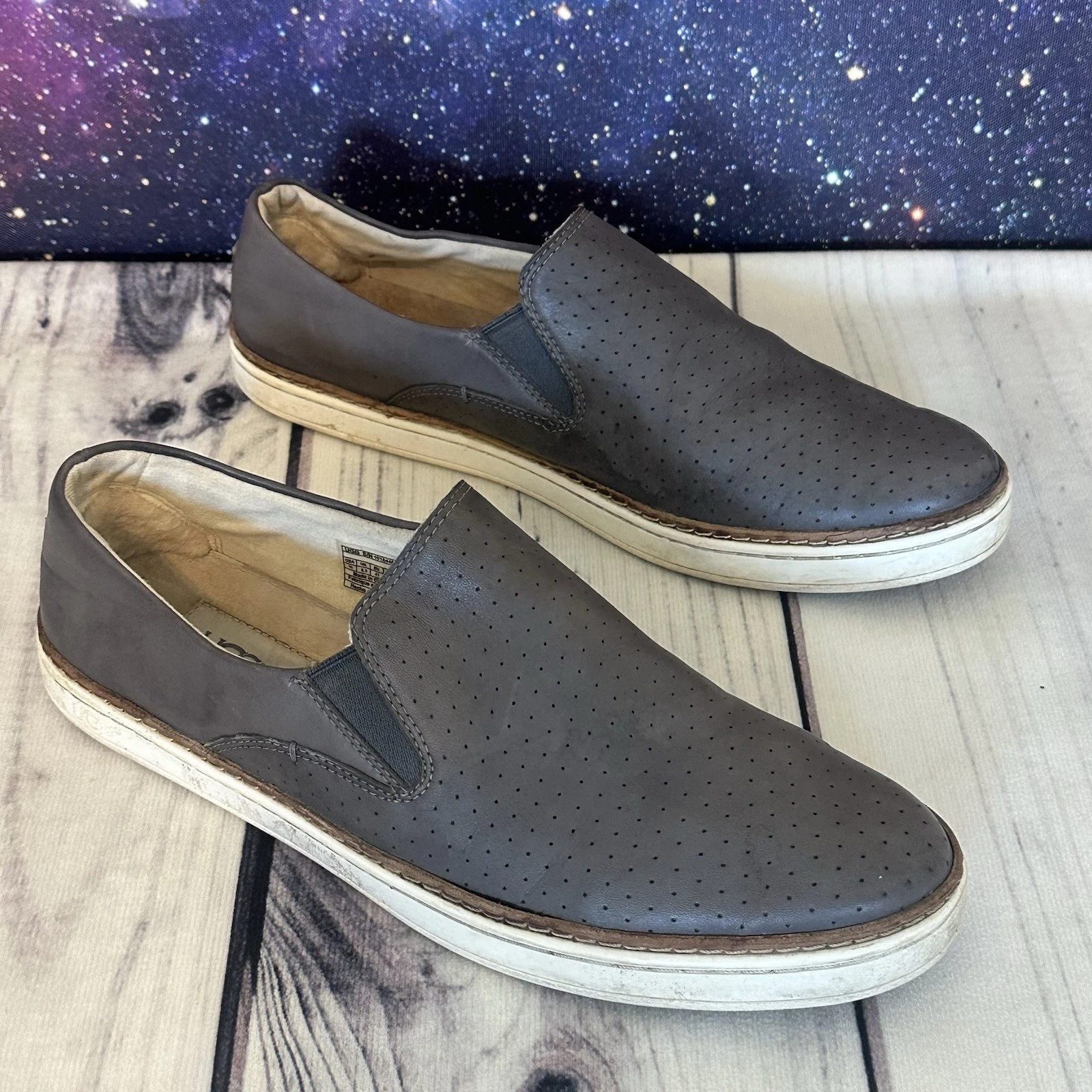 Mocassino sneaker slip on traforato UGG pelle grigio casual 1015446 donna taglia 10