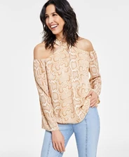 I.n.c. International Concepts Women's Snake-Print Halter Blouse - Natural - M