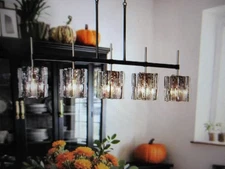 LNC Echonalyri Modern 5-Light Glam 35.4 in. W Black and Brass Island Chandelier