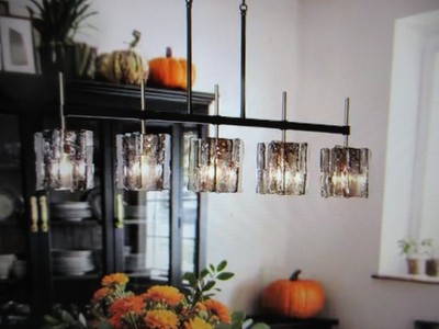 LNC Echonalyri Modern 5-Light Glam 35.4 in. W Black and Brass Island Chandelier