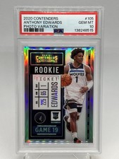 2020-21 Panini Contenders ANTHONY EDWARDS Photo Variation Rookie #105 PSA 10