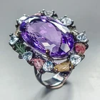Jewelry ring 38 ct Natural Amethyst Ring 925 Sterling Silver Size 8 /R460513