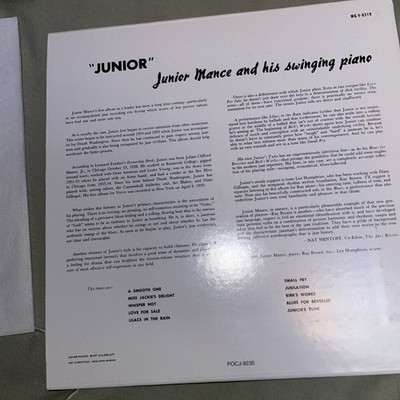 Junior by Junior Mance and His Swinging Piano CD JAPAN 1995 Pocj