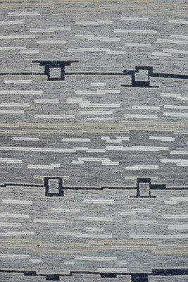 Handmade Wool Area Rug   Grey, Ivory & Beige Linear Tribal Design | 155x245cm