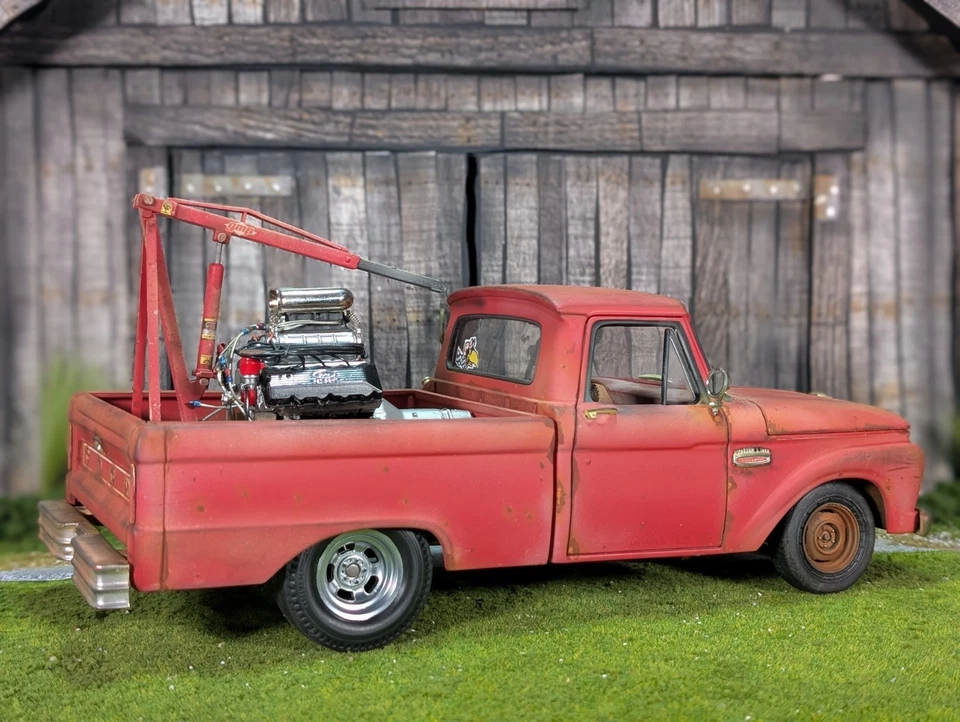 1/18 diecast 1965 Ford F1 pickup rusty weathered shop truck Bob's Beaters - Image 2 of 4