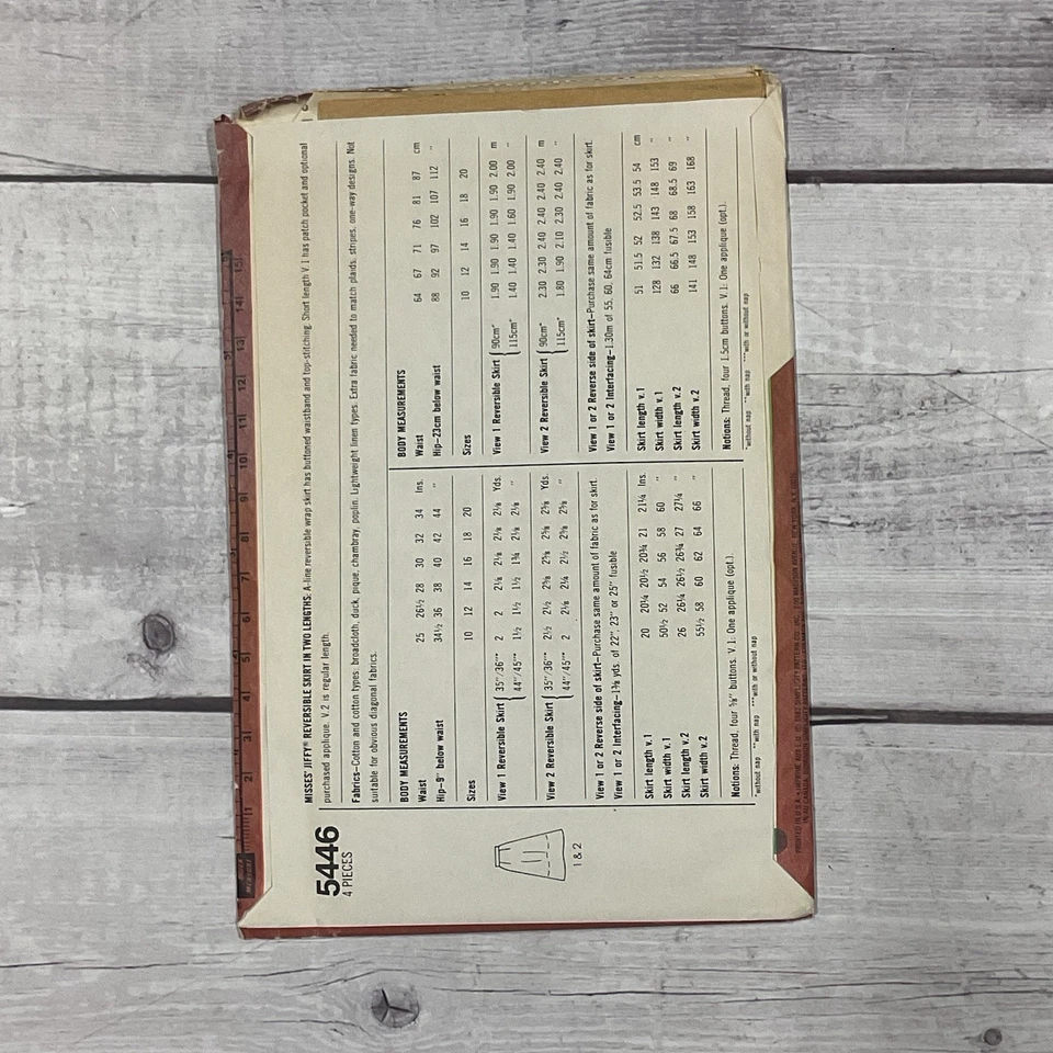 Simplicity 5446 Sewing Pattern Wrap Skirt Reversible VTG Miss Size 16 UNCUT - Image 2 of 4