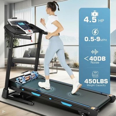  4.5HP Electric Treadmill w/Bluetooth Speaker,LCD Display,Max 9MPH Treadmill 