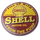 Vintage Shell Golden Gasoline Sign - Gas Pump Station Porcelain Advertising Sign