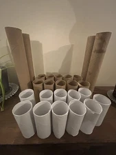 22 Cardboard White& Brown Empty Toliet Paper Rolls & 4 Empty Paper Towel Roll