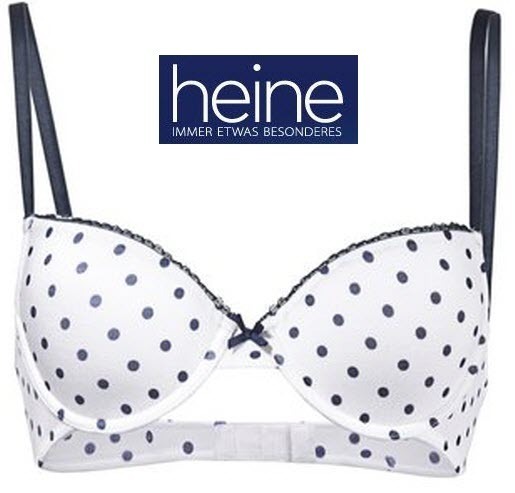 NUEVO SUJETADOR LUNARES TRAVIESO CUENCOS BLANDOS ACOLCHADOS 75 80 85 B HEINE blanco azul *185184
