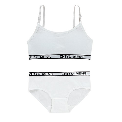 Cotton Underwear Sets Girls Training Bras Puberty Bra CROP TOPS BRIEFS AGE 8-16 - Picture 2 of 11