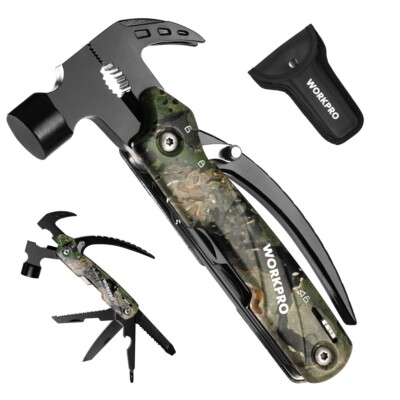 WORKPRO Multitool Knife Saw 12 in 1 Camping Tools Mini Hammer Multi Tools Hammer