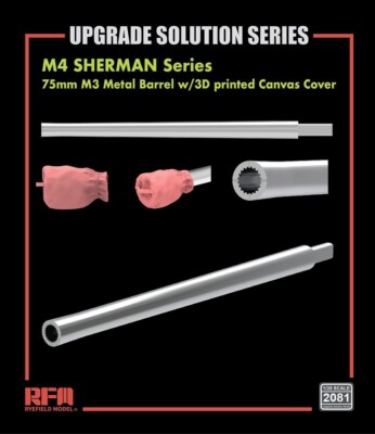 RYEFIELD MODEL RFM RM-2081 1/35 M4A4 Sherman 75mm M3 Metal Barrel w/Canvas Cover