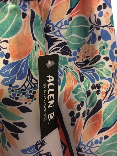 NWT Women's Scarf Print Spaghetti Strap Top Sz M Uneven Hem Blue - Picture 12 of 12
