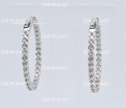 14k Solid White Gold Natural Diamond Oval hoop earring snap closure 6.50 ct — photo 4