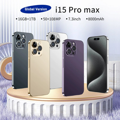 i15 Pro Max 7.3'' 5G Android Smartphone Unlocked Dual SIM Cell Phone 4/8/12/16GB
