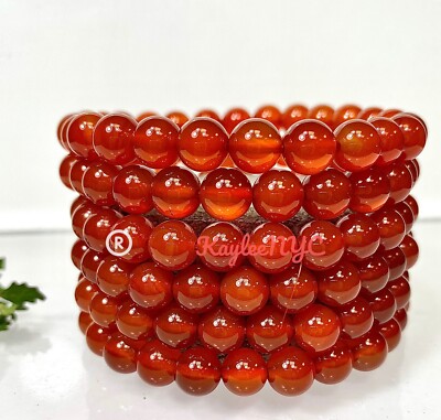 Wholesale Lot 6 Pcs Natural Carnelian 8mm 7.5  Crystal Healing Stretch Bracelet