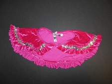 Rasberry Velvet Ruffled Hem Backskirt Silver sequin trim Small child