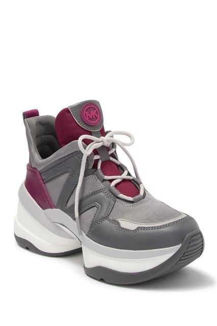 michael michael kors olympia leather and scuba trainer