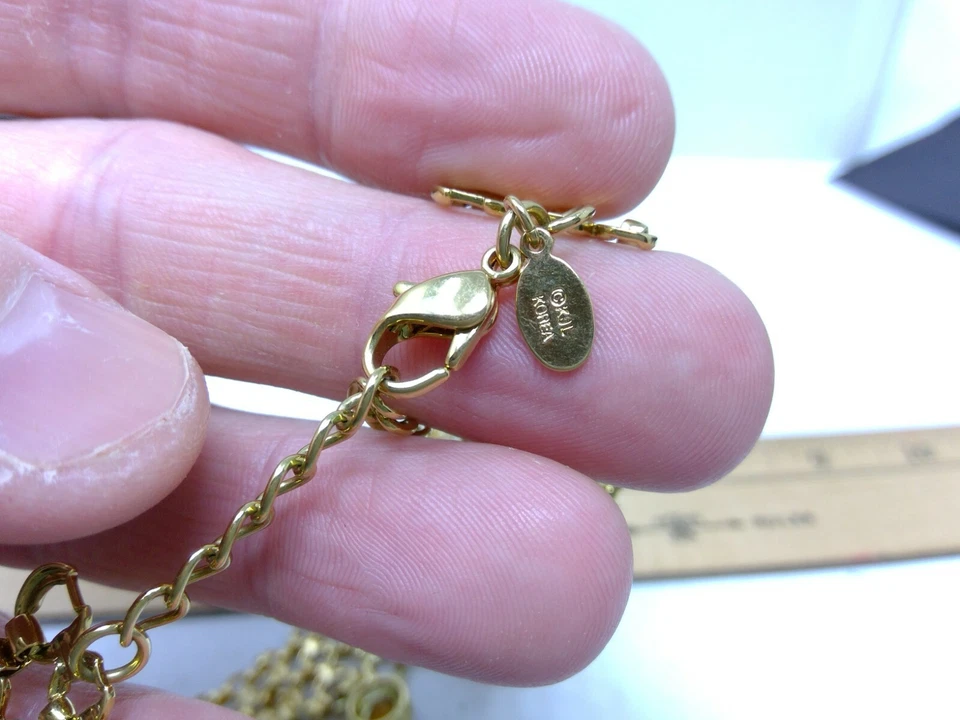 KJL Kenneth Jay Lane Malla Metálica Tono Dorado con Topacio Amarillo Estrás Collar Foto 4 de 4