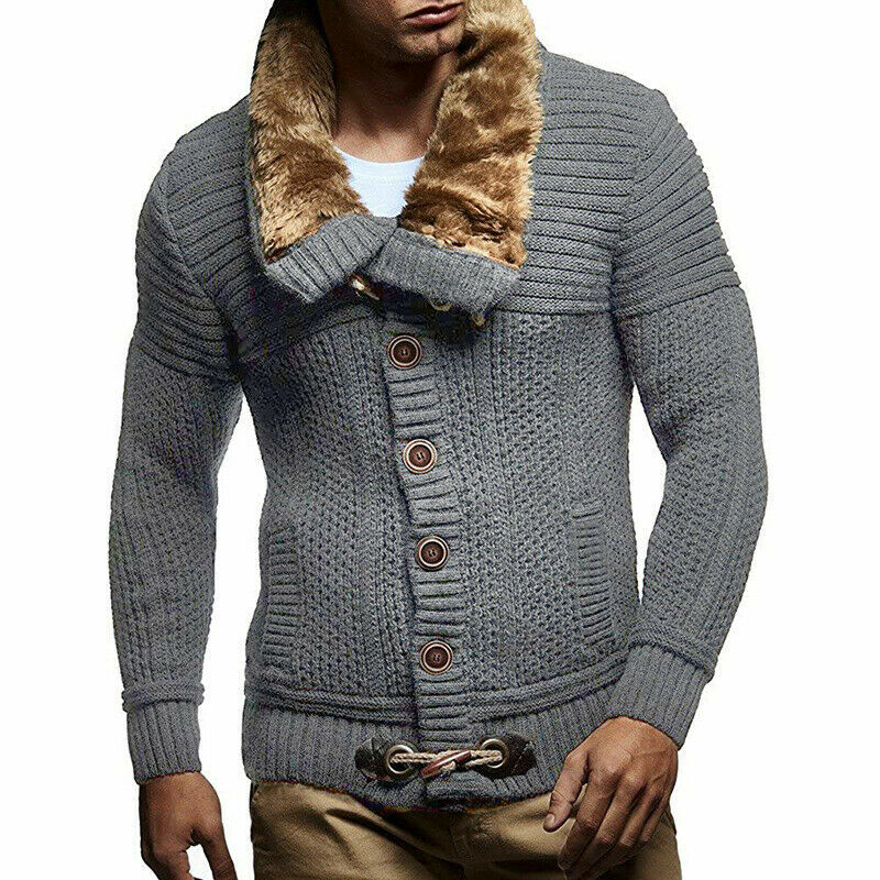 Mens Long Sleeve Knitted Jacket High 