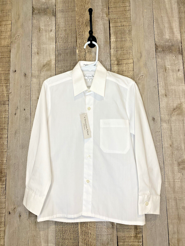 Christian Dior White Chemise Button Front Long Sleeve Dress Shirt Boys Sz 7 NWT