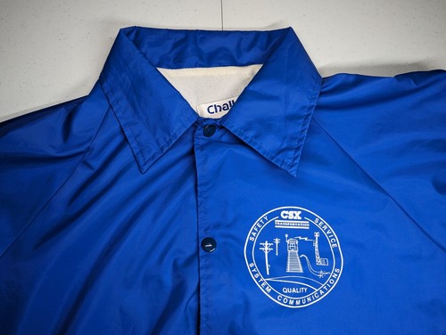 Vintage CSX Zugjacke Herren XL Transport Sicherheit Blau Nylon Windbreaker - Bild 6 von 13