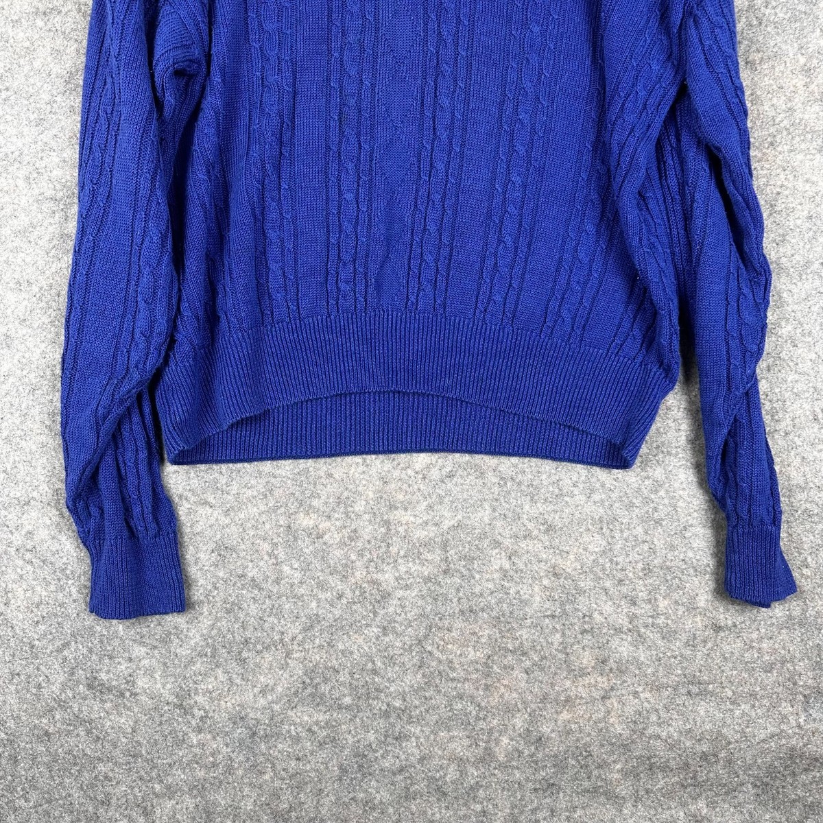 Descente Blue Cable Knit Linen Blend Sweater Golf Collection