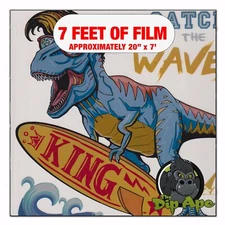 Hydrographic film Clear Surfs Up Dino hydro dipping 7' x 20" hydro dip