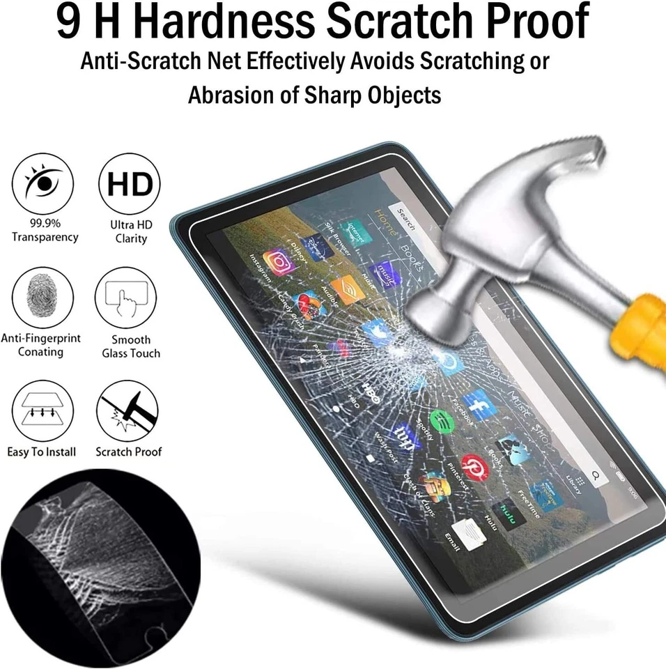 TANTEK 2 Pk Screen Protector for Amazon Fire HD 8, HD 8 Plus, HD Kids 8" 2020 - Image 4 of 4