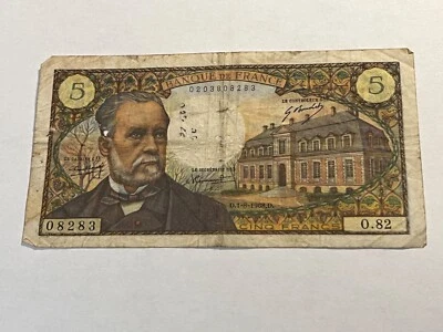 Billet France 5 Francs Pasteur 1-8-1968 (123-37/A1-25) - Photo 1/2