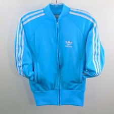 Adidas 3 Stripe Trefoil Vintage Youth Warm Up Track Jacket Teal Blue XS