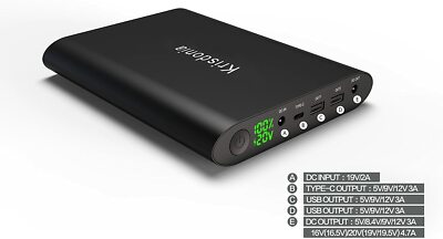 Krisdonia 25000mAh Aluminium Powerbank/Externe Batterij met LED-display 2x USB (Snel Opladen) - 1x USB Type-C - 1x DC - Draagbare voeding oplader voor Laptop/PC/Computer/Notebook/Tablet