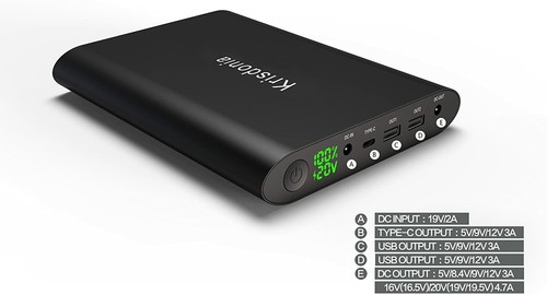 Krisdonia 50000mAh Universal Portable Laptop Power Bank - Black or Silver