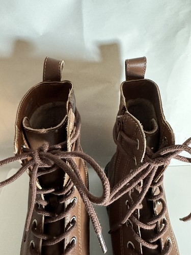 Neu im Karton Steve Madden Damenstiefel Combat Schnürstiefel Leder Reißverschluss Knöchel braun Größe 7,5M - Bild 5 von 13