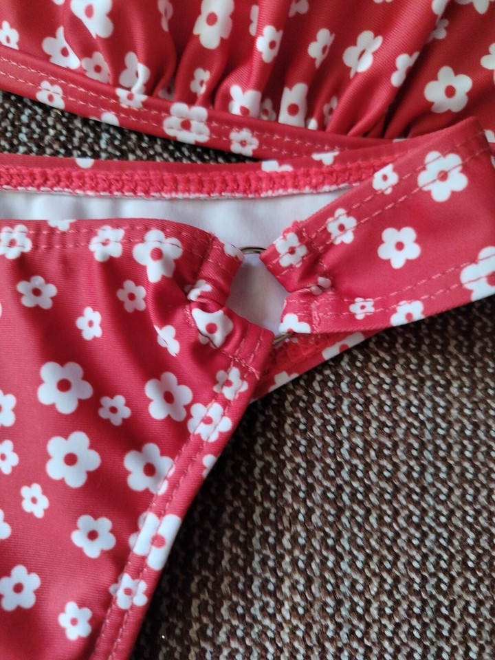 Shein Red / White Floral Twopiece Bikini Size OXL eBay