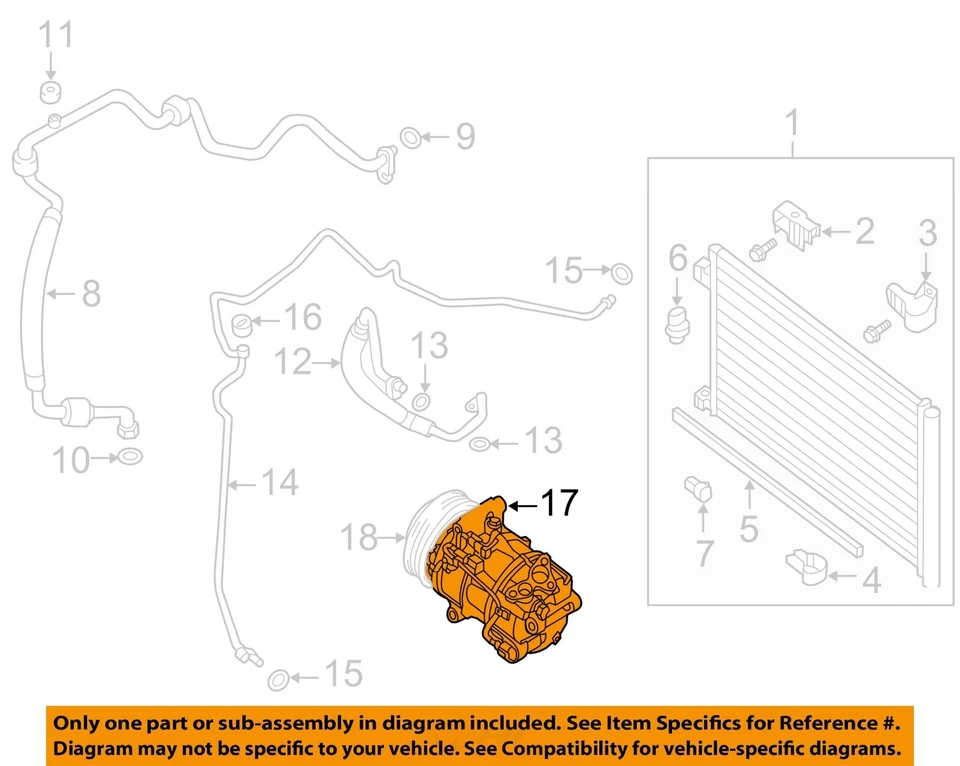 Б/у компрессор кондиционера подходит: 2016 Nissan Sentra 1,8 класса A - Изображение 3 из 4