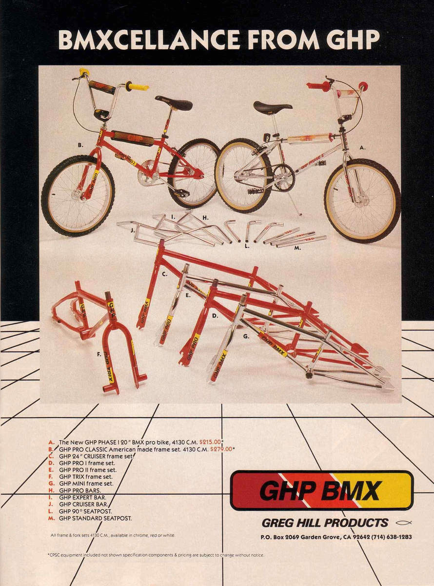 Vintage NOS 80's GHP Pro I frame and fork decals Greg Hill