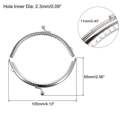 2 Piece Bronze Metal Purse Frames - Kiss Lock Clasp With Rotating Handle For DIY Bags